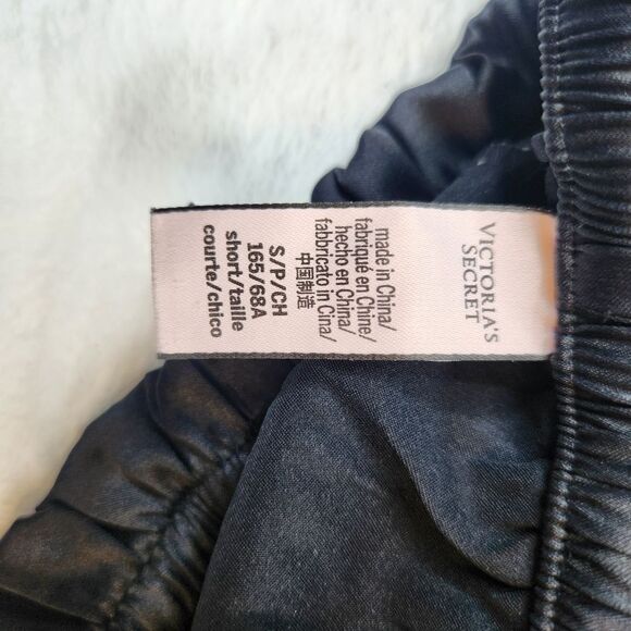 3/$25 Victoria's Secret Silky Satin Black Pajama Sleep Pants Pink Piping Sz S - Picture 5 of 7